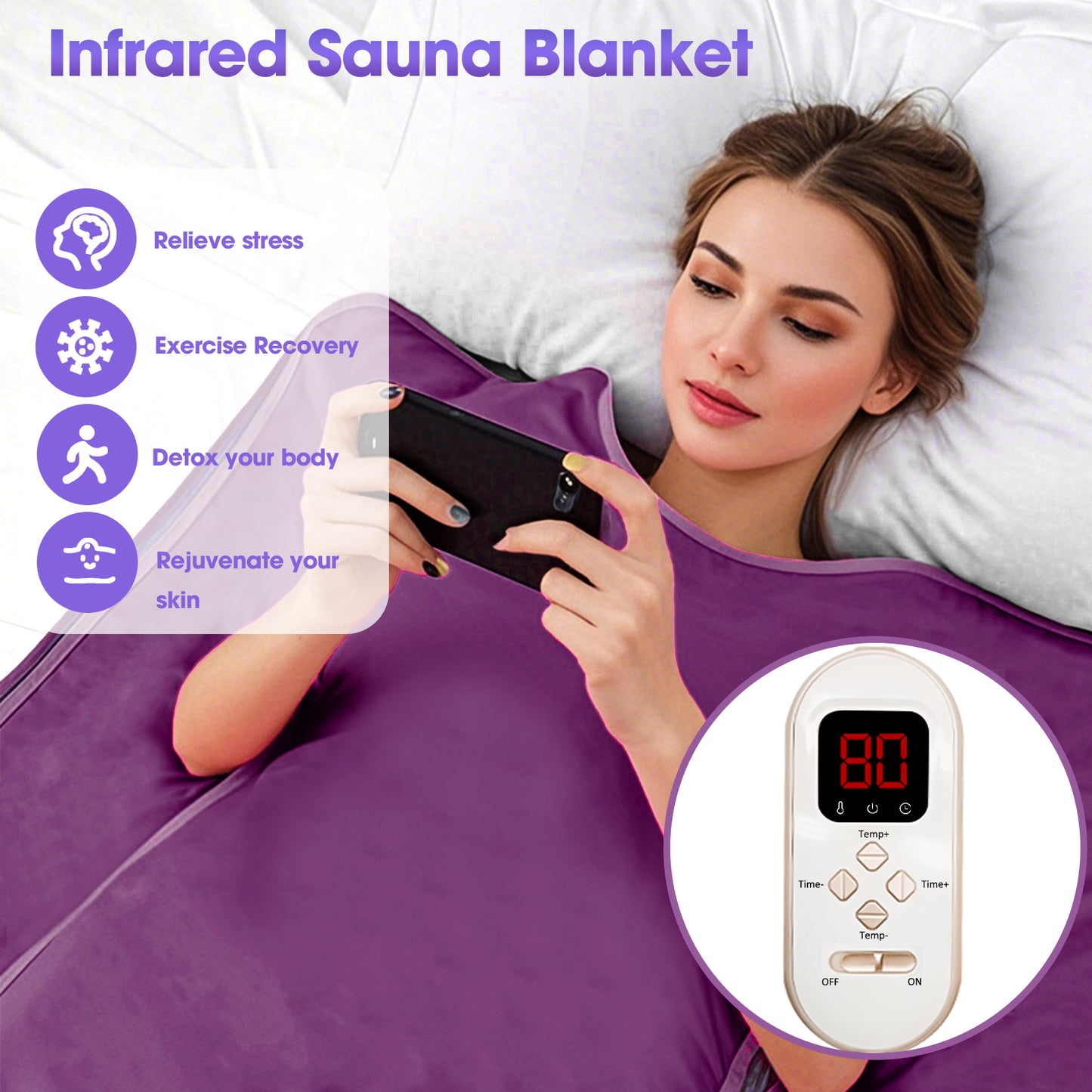 Pinjaze FIR sauna blanket(Purple)