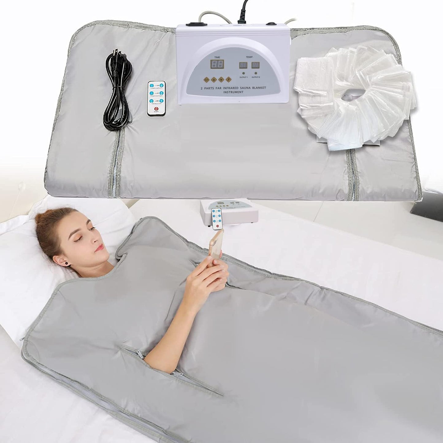 PINJAZE Sauna Blanket Infrared Zipper Oxford Cloth