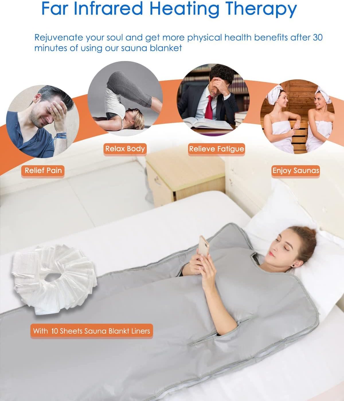 PINJAZE Sauna Blanket Infrared Zipper Oxford Cloth