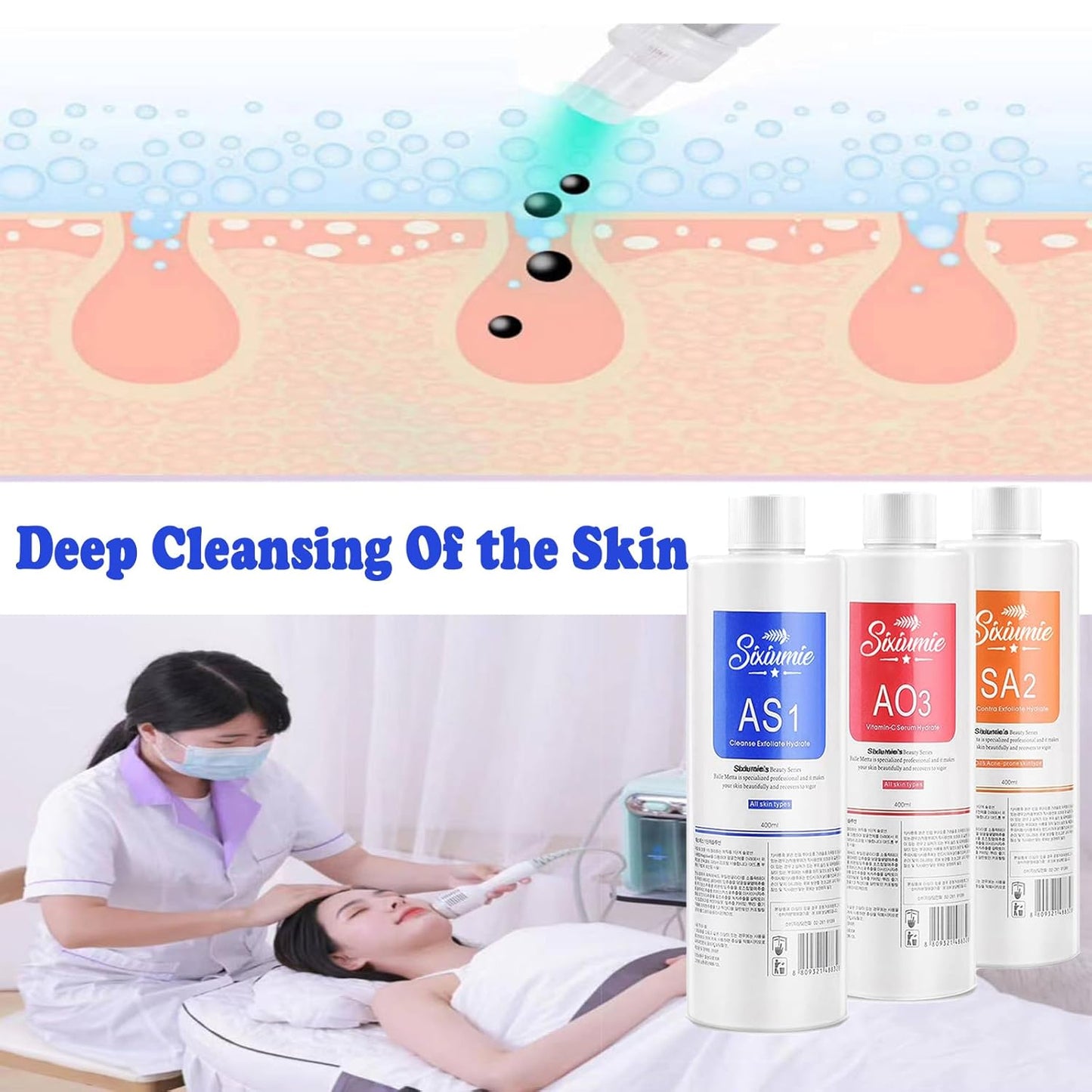 Pinjaze Hydrogen Oxygen Facial Machine Serums for Facial Cleansing