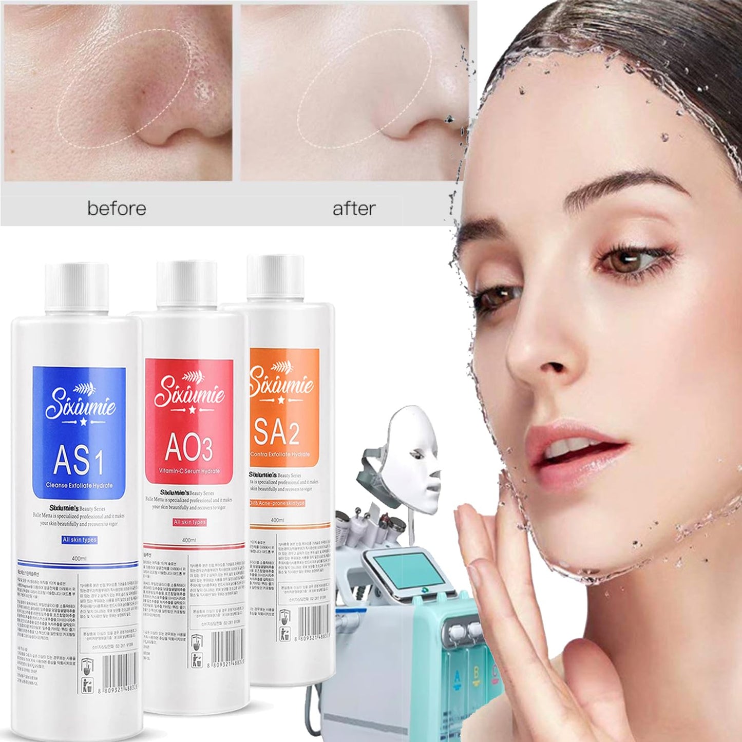 Pinjaze Hydrogen Oxygen Facial Machine Serums for Facial Cleansing